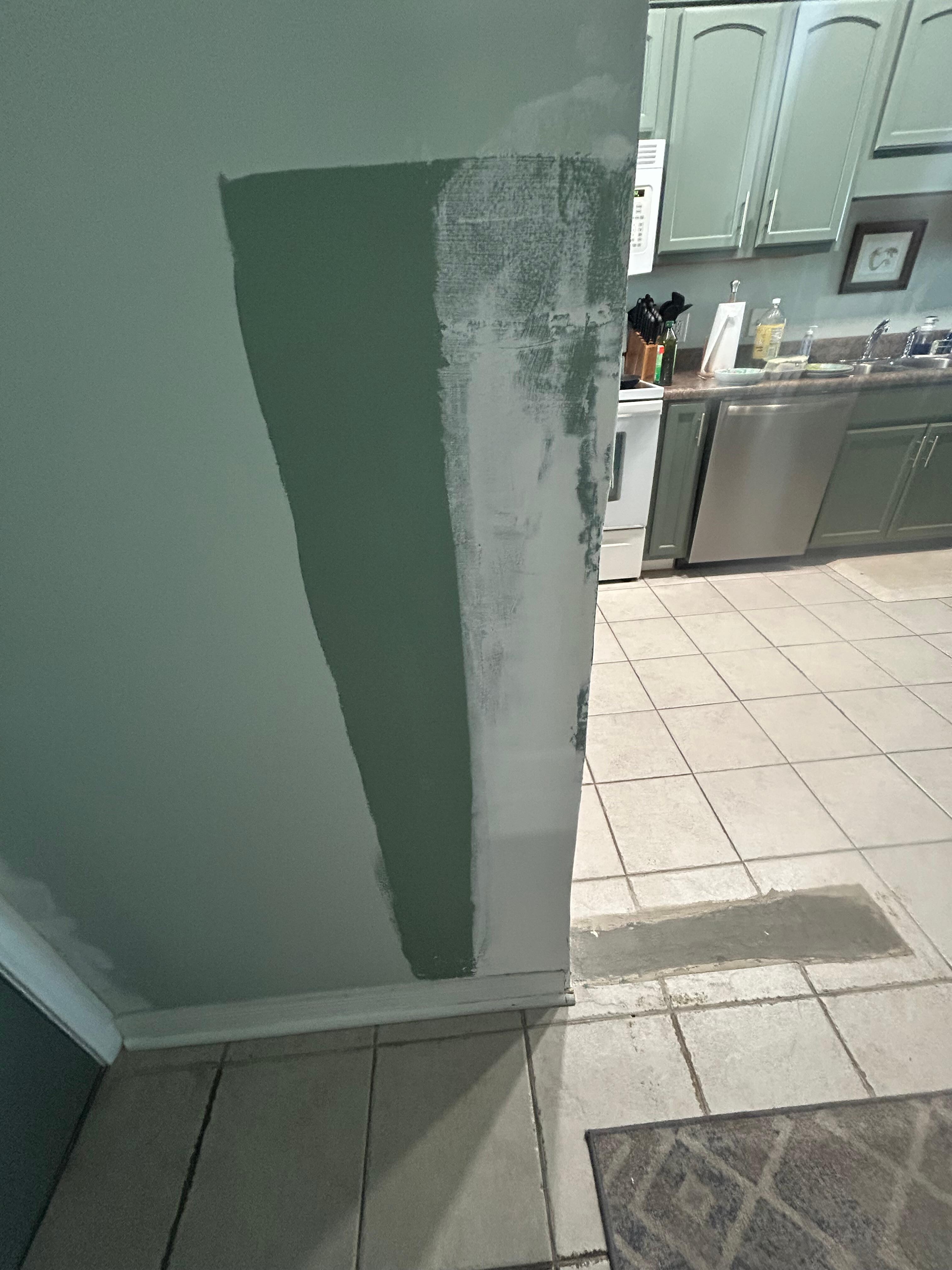 Tile missing, wall not completely painted