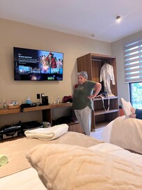 My aunt enjoying the AC.