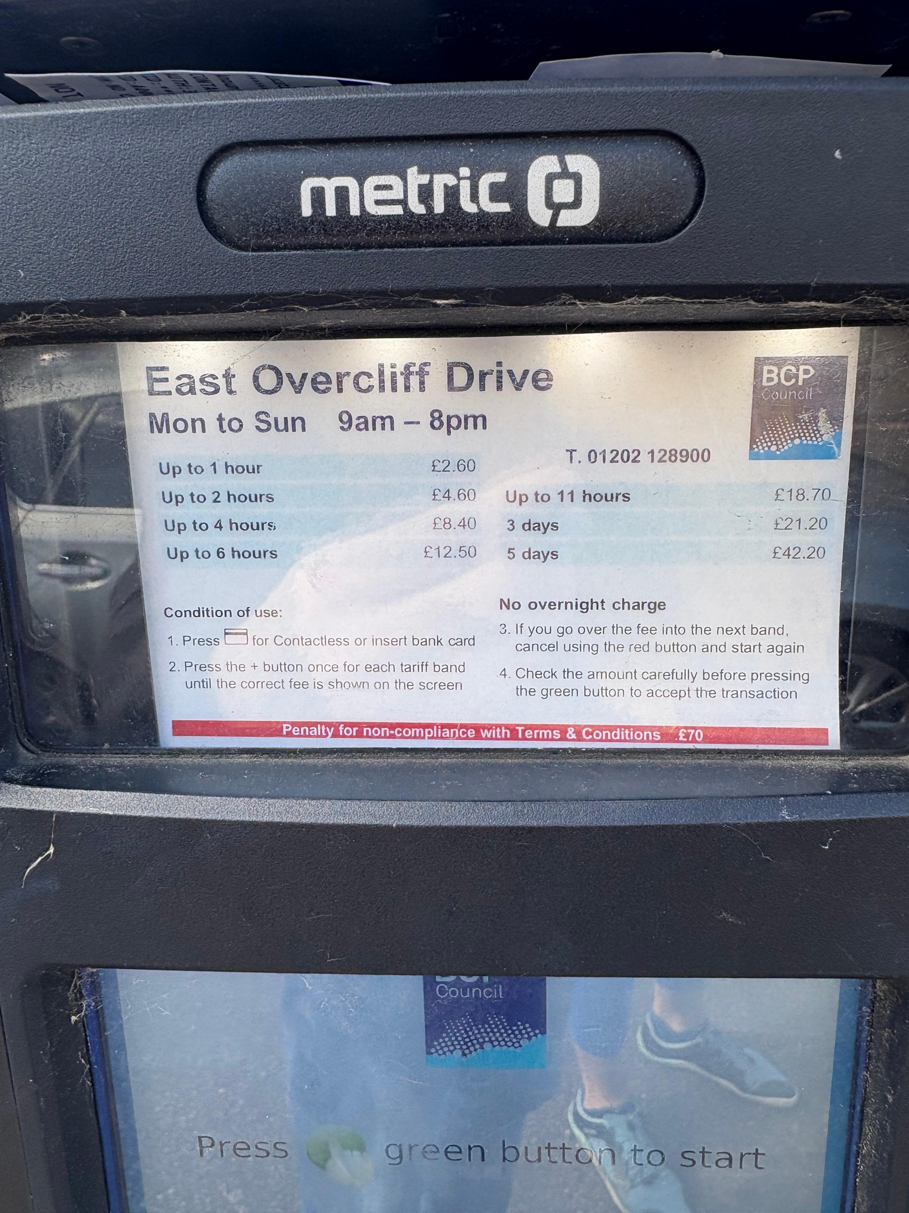 Cost of parking on the main road outside hotel as there are limited options elsewhere 