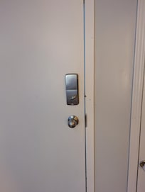 Interior of door with no deadbolt or means of securing from inside