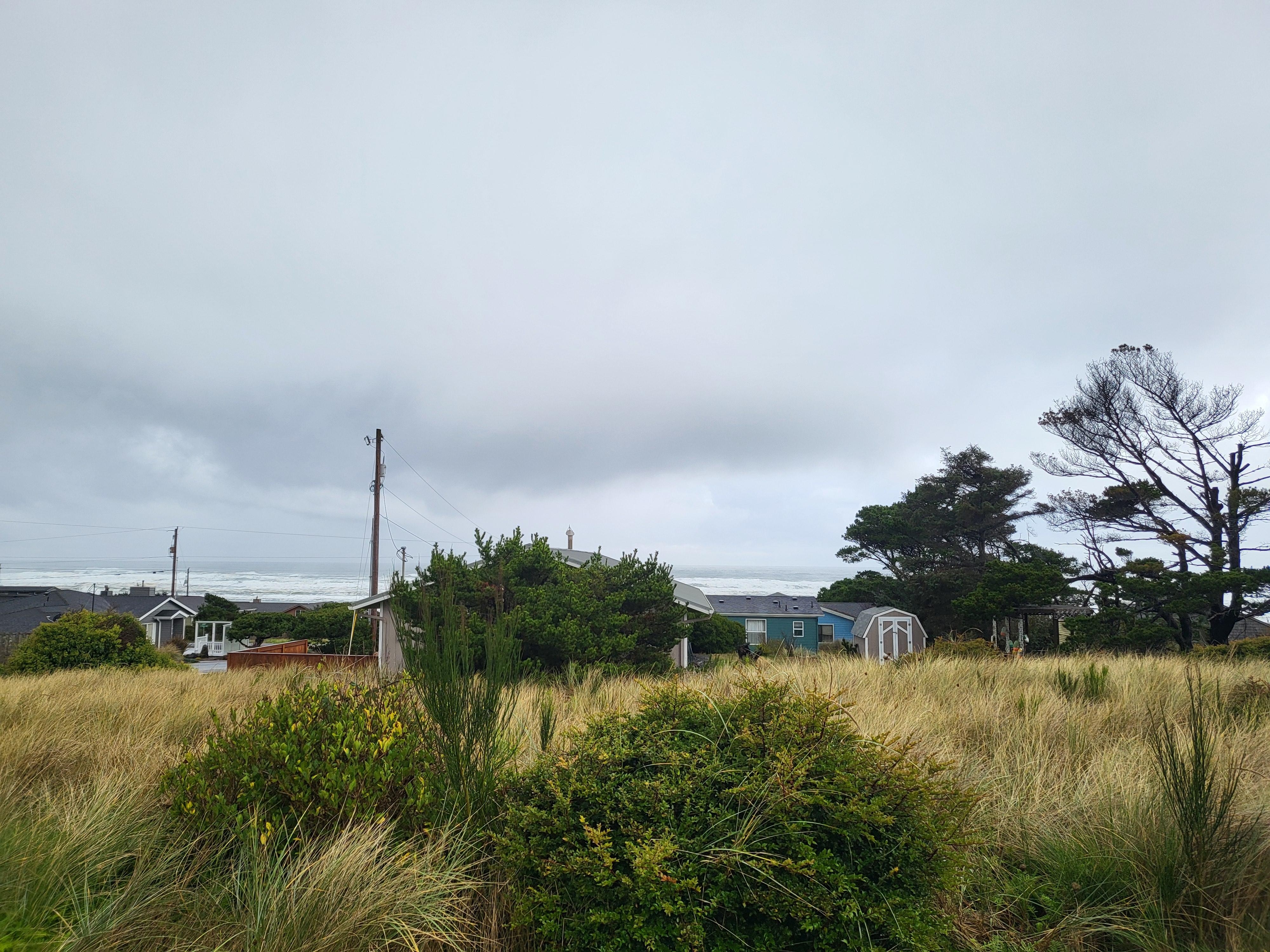View from the driveway looking west, toward the Pacific Ocean