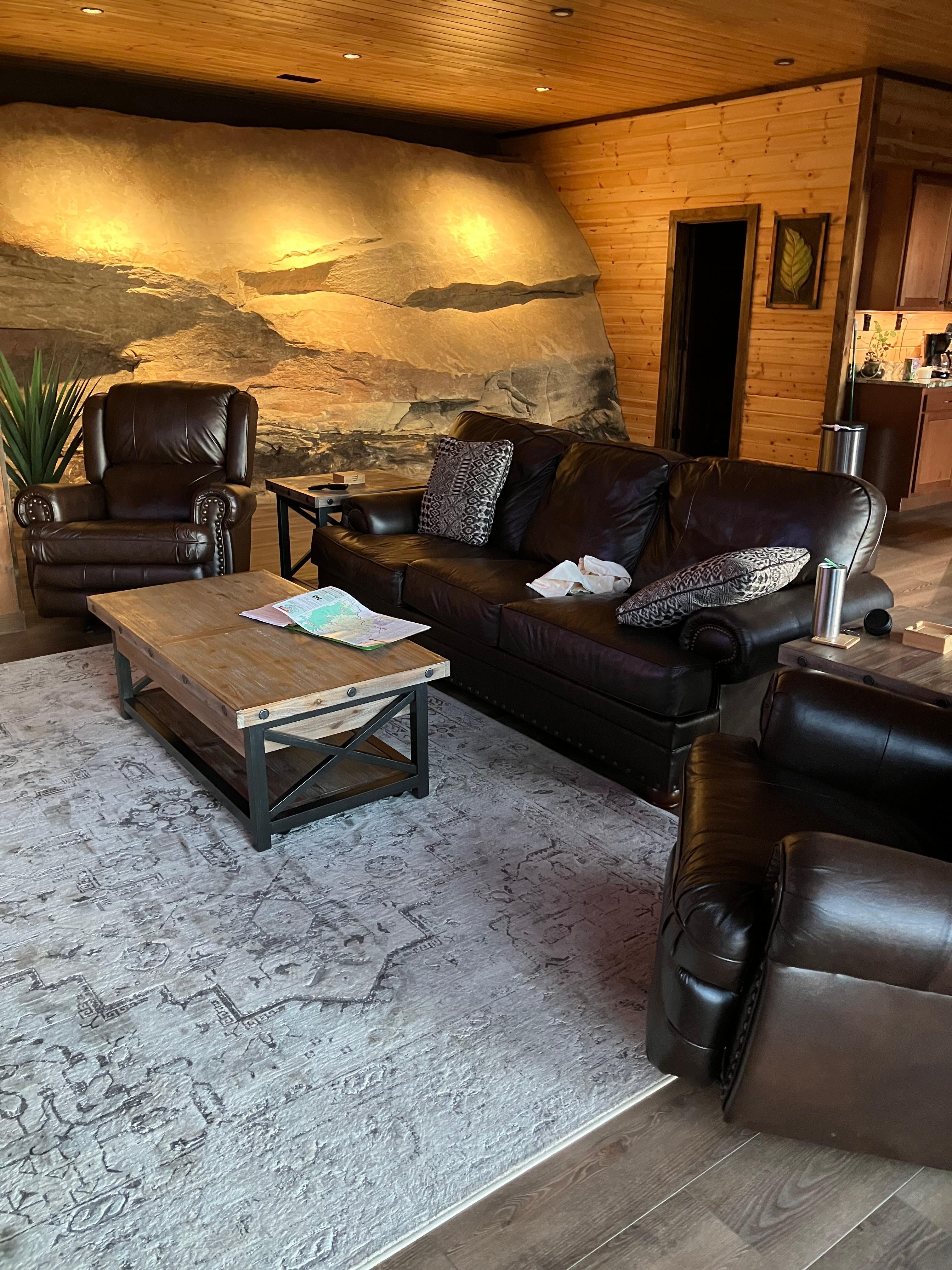 Main room includes living, dining and kitchen