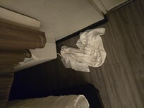 Wet towel and water on floor