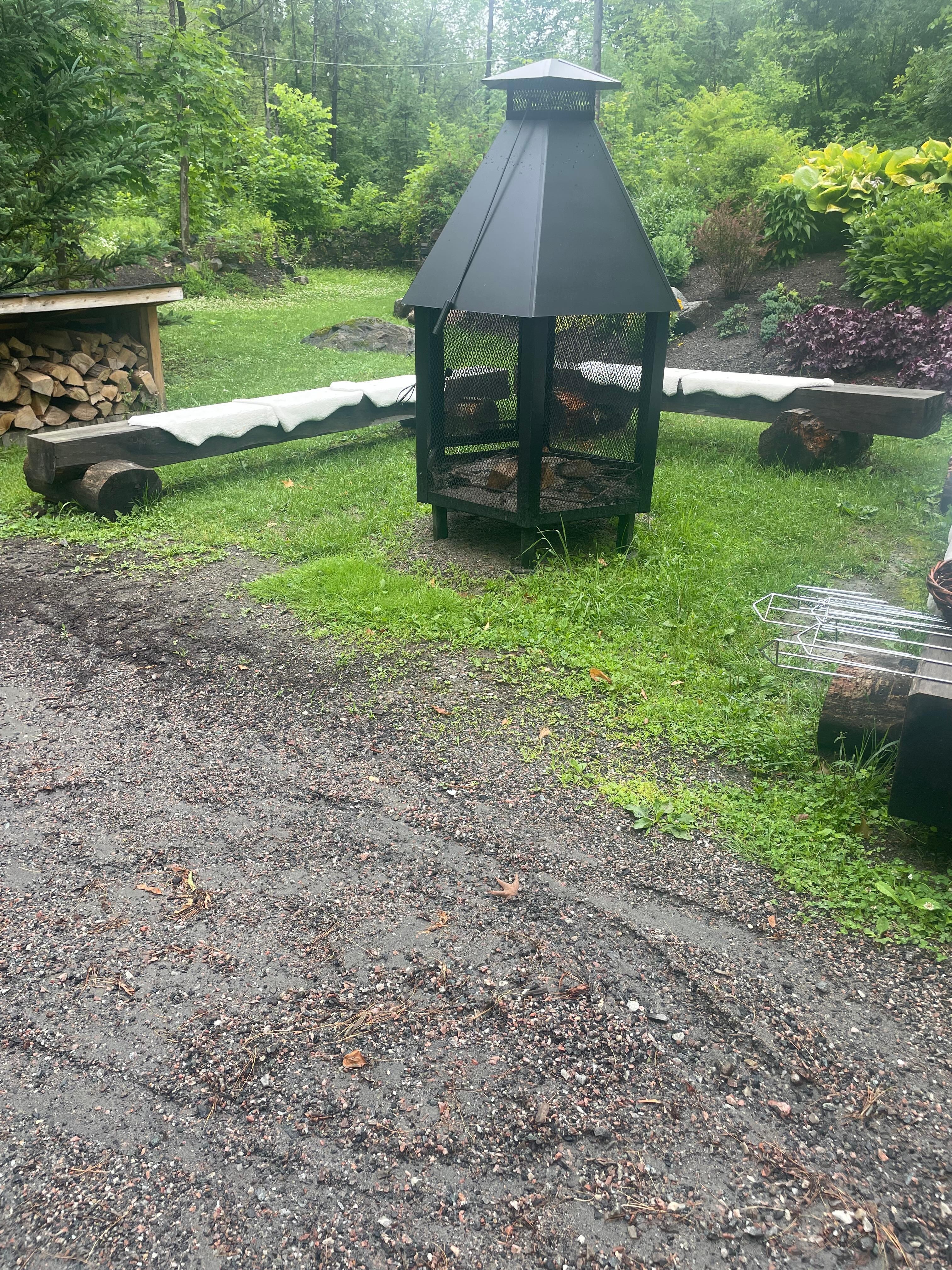 One of many firepit areas