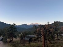 Looking out to Longs peak from the deck. Early morning after the snow fall.