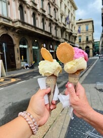 Eating gelato in Milan