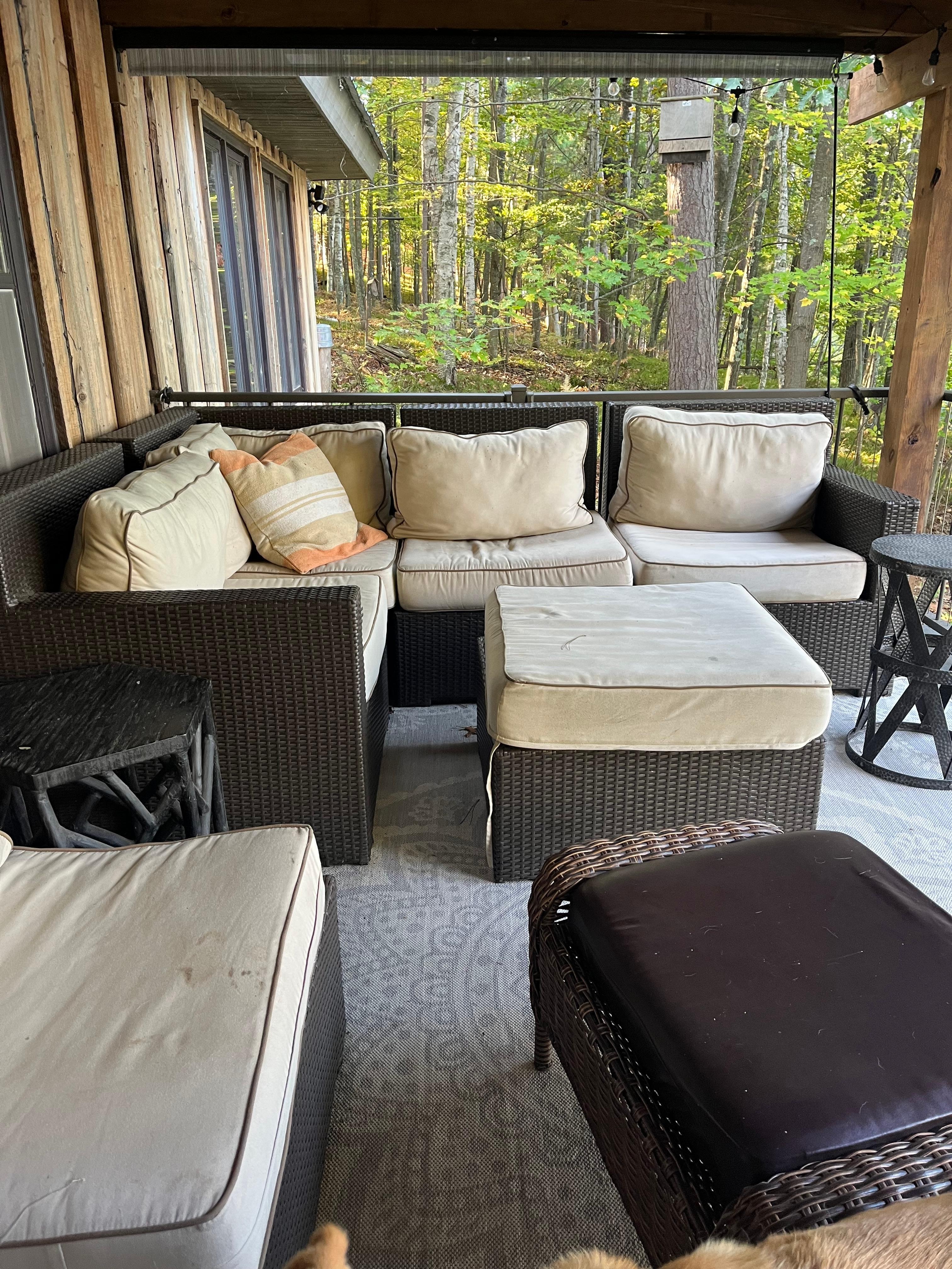 Very comfortable porch with grill steps from the kitchen - lake & woodland views are stunning! 