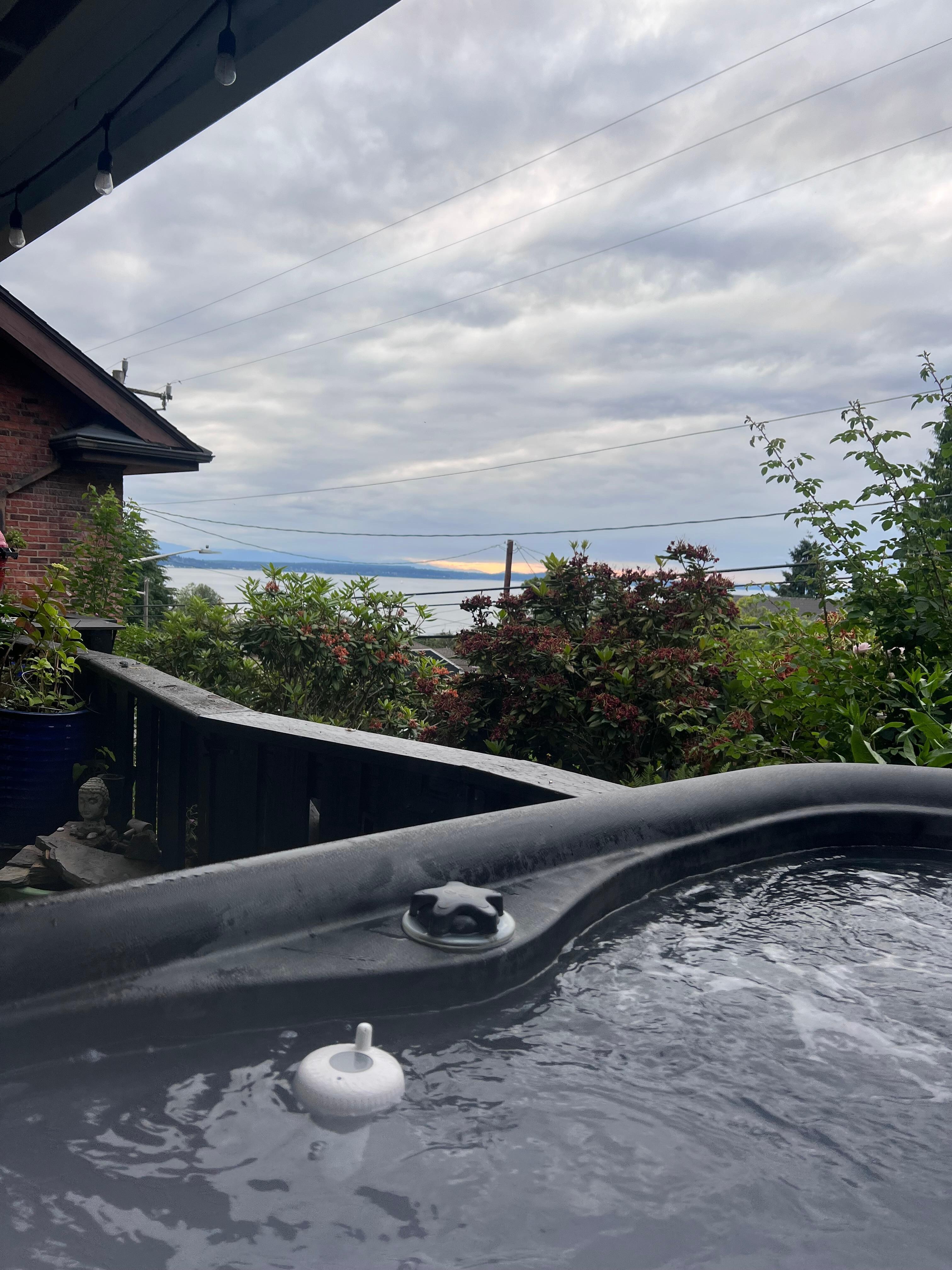 View of the sunset from the hot tub!