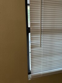 The thin blinds in the first room.