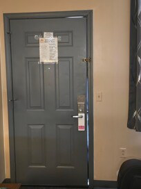 Gap between door and frame.