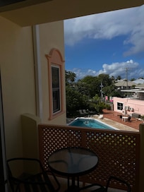 View from the small table for two, on the balcony outside the primary bedroom.
One block back from the beach.