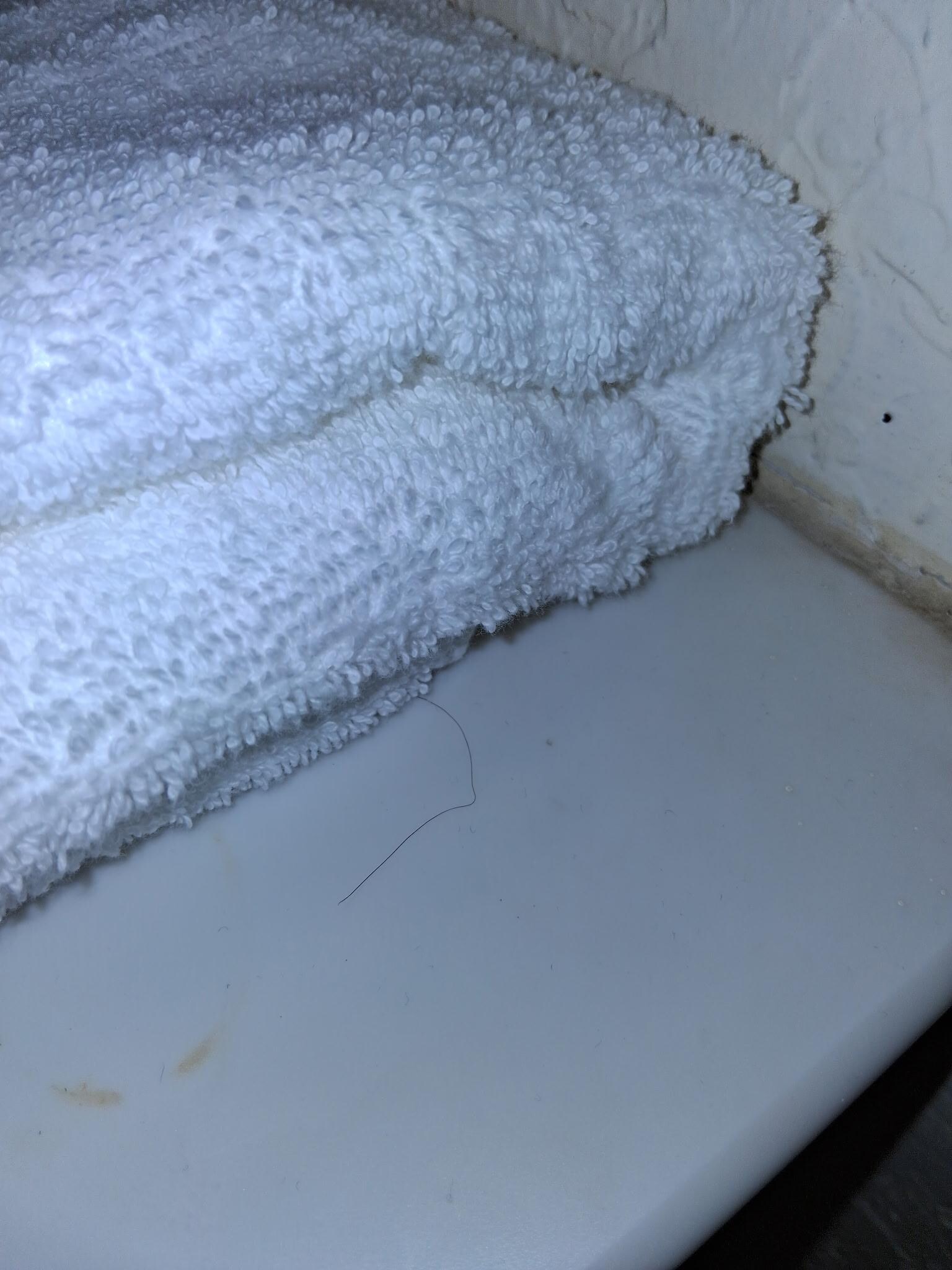 Hair all over the supposedly clean towel
