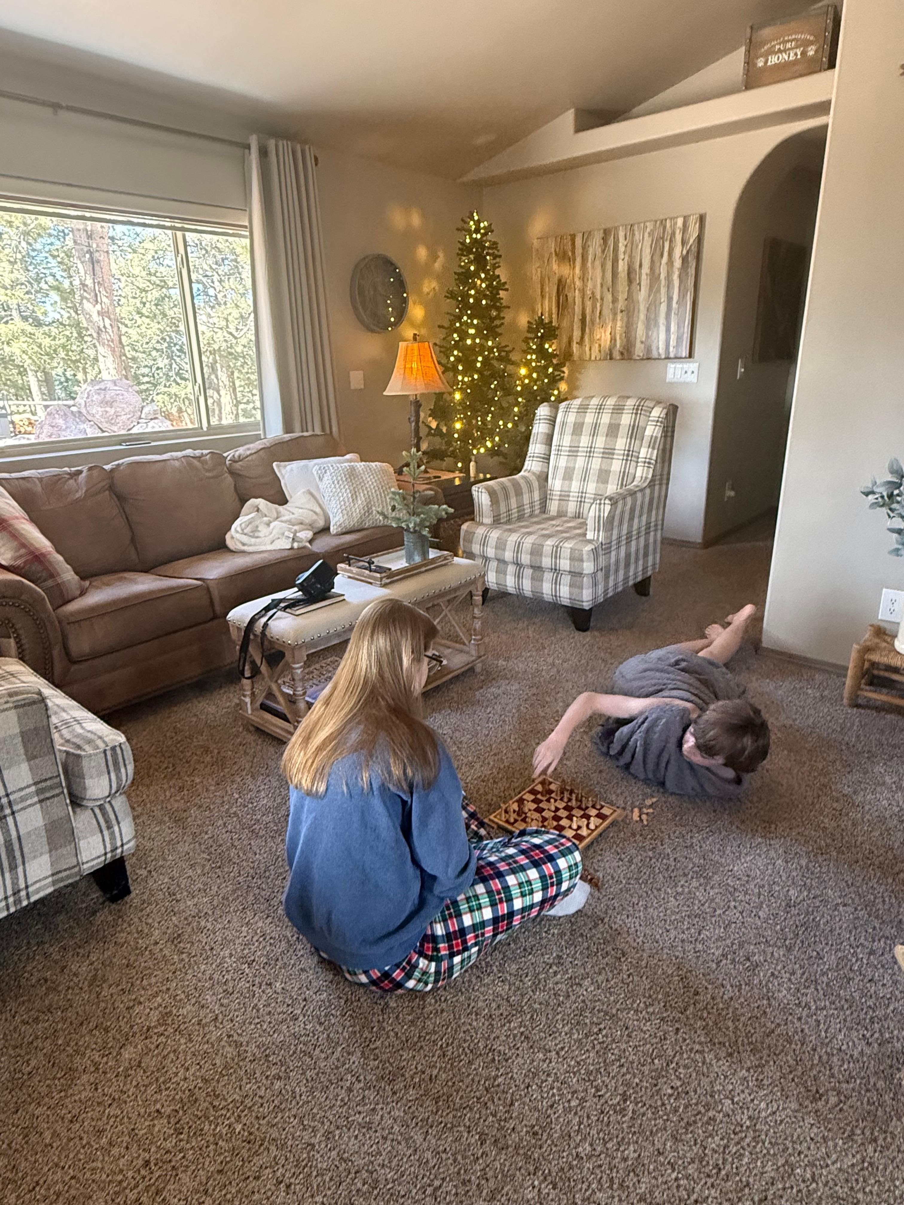 Multiple board games and puzzles for all ages. Chess was a favorite for us.