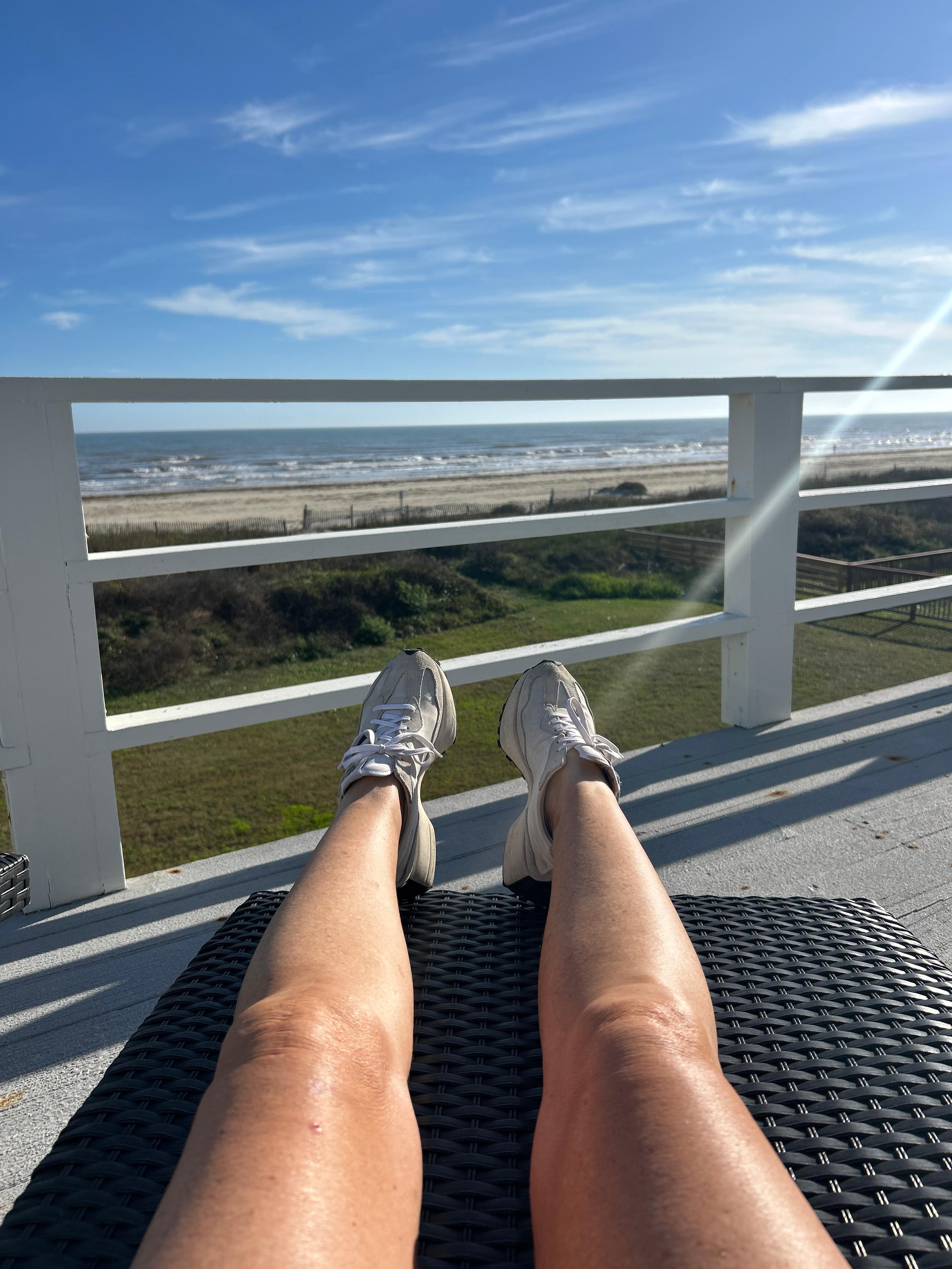 Lounging on the deck.