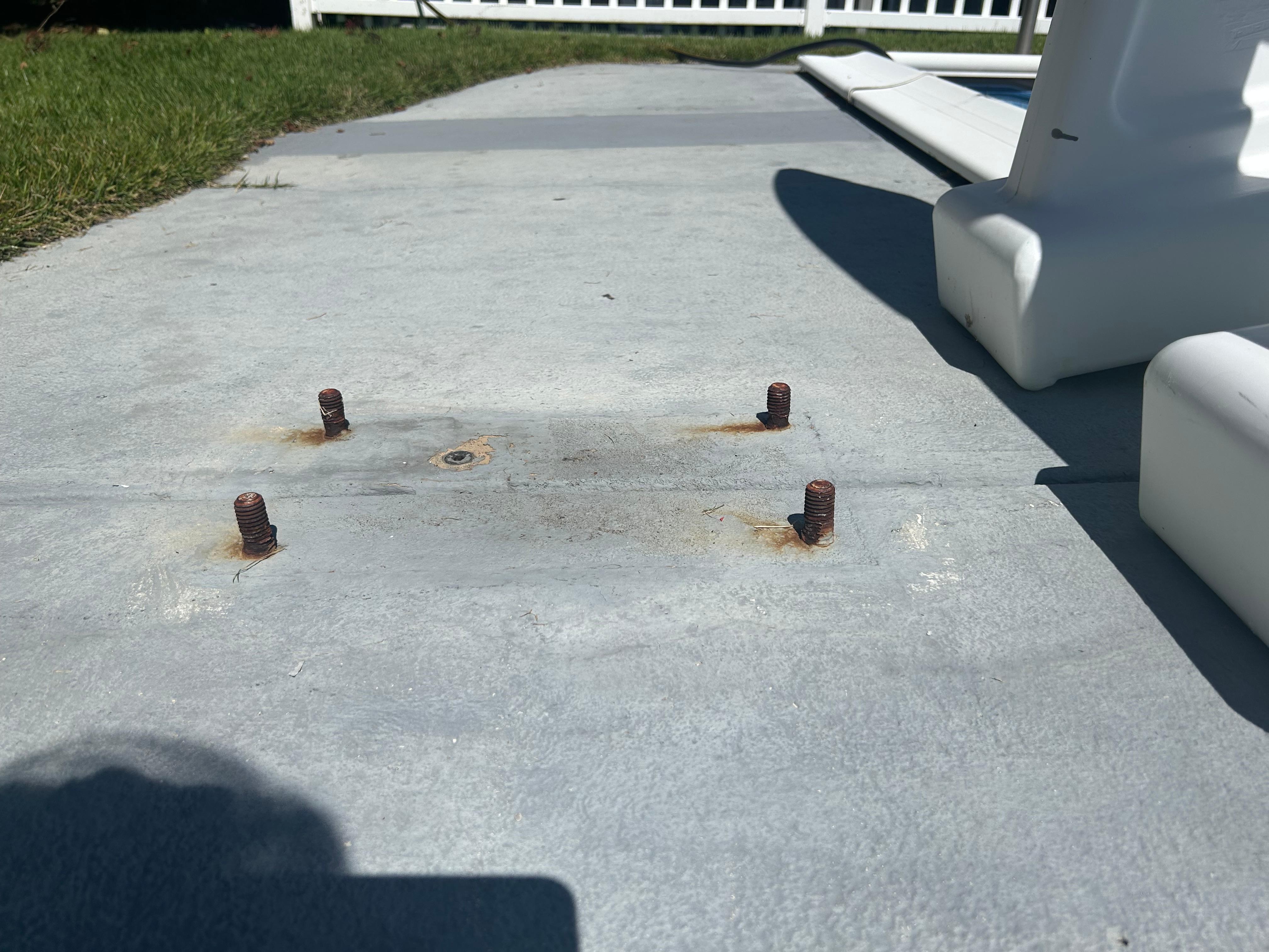 Hazard around the walk pool area which caused a deep laceration in one of our kids.