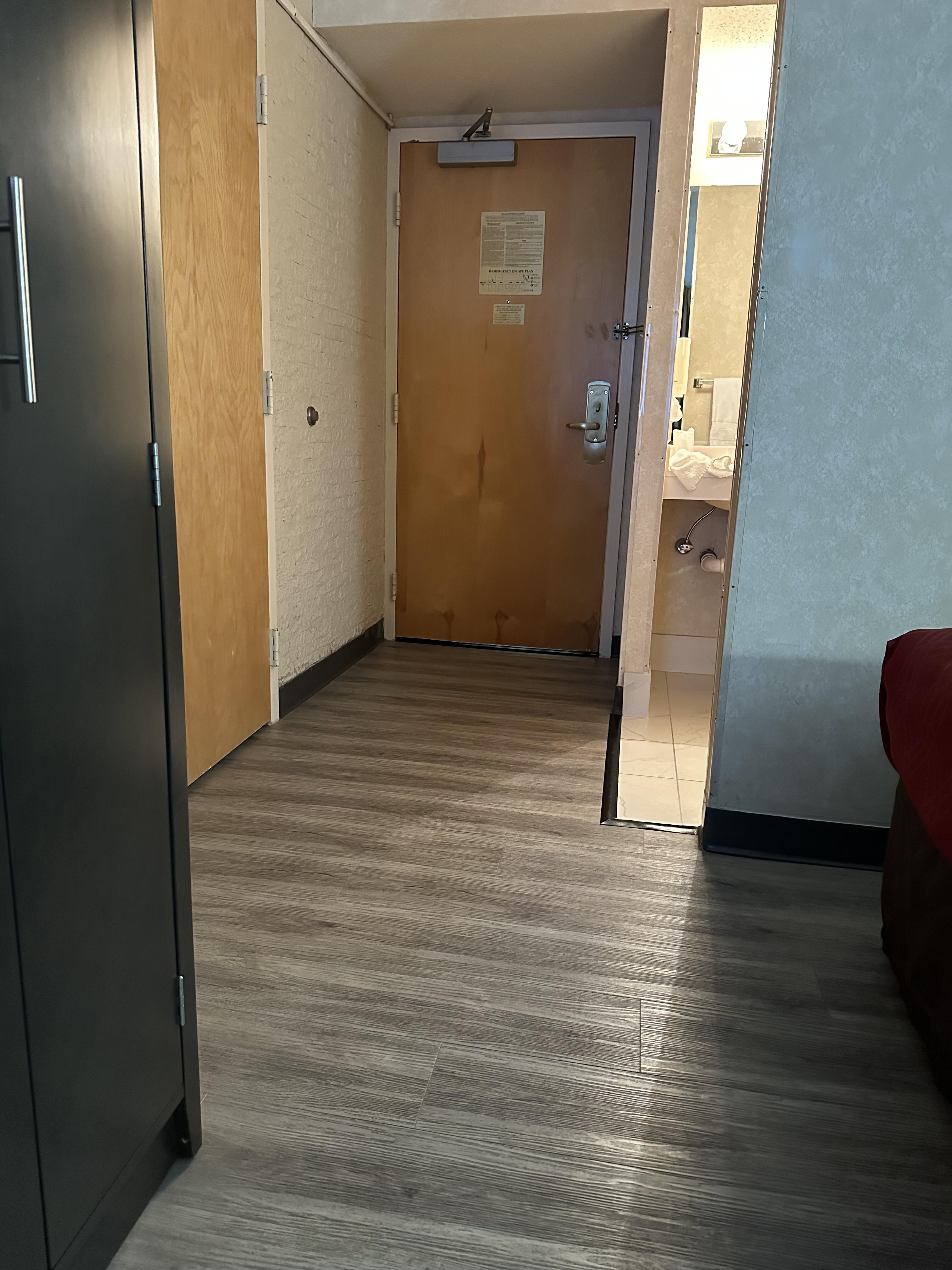Inside room facing the door. 