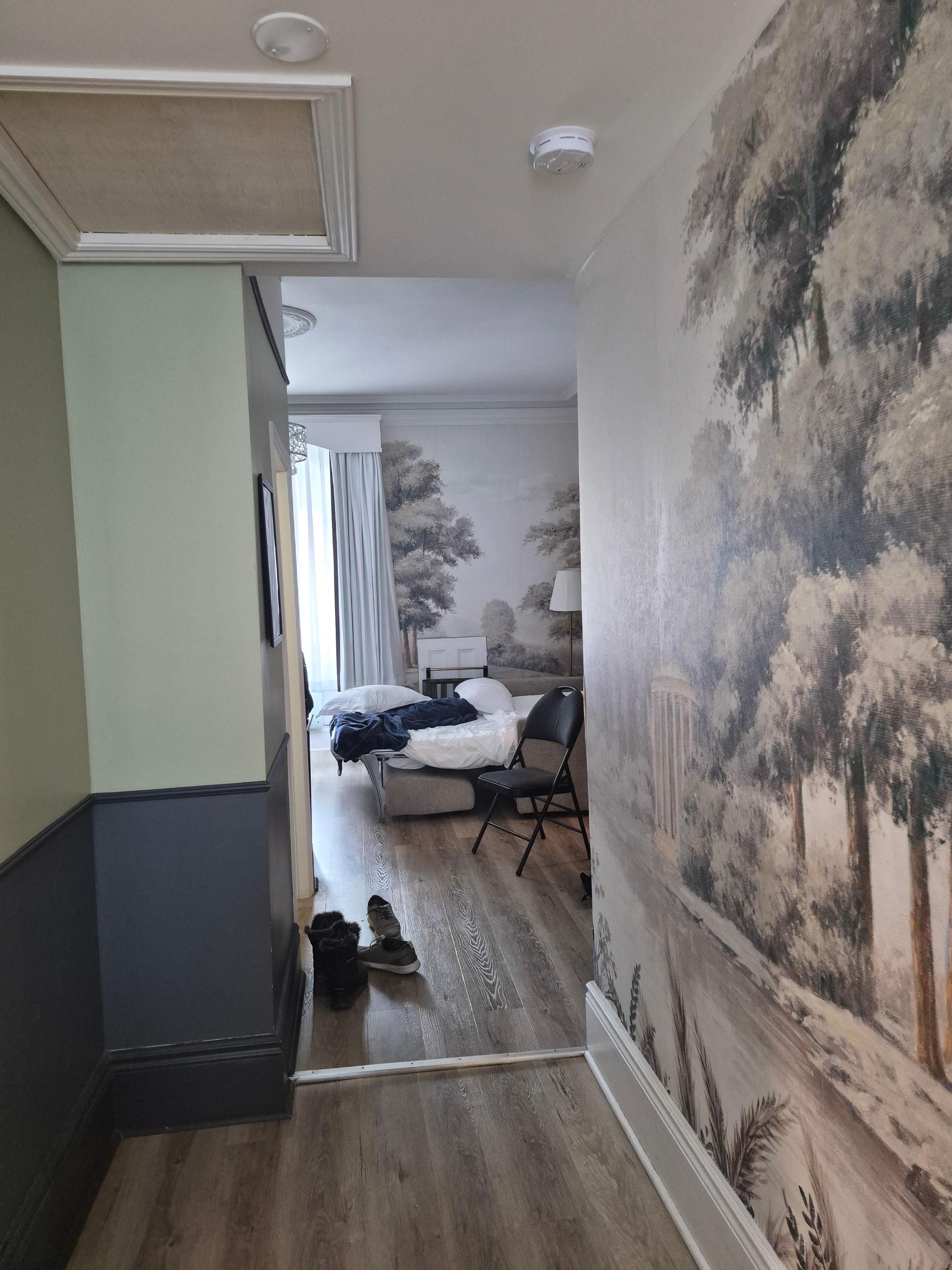 View from second "bedroom" to living room (pull out couch is opened) there is no door