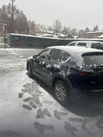 Snow.. motel driveway