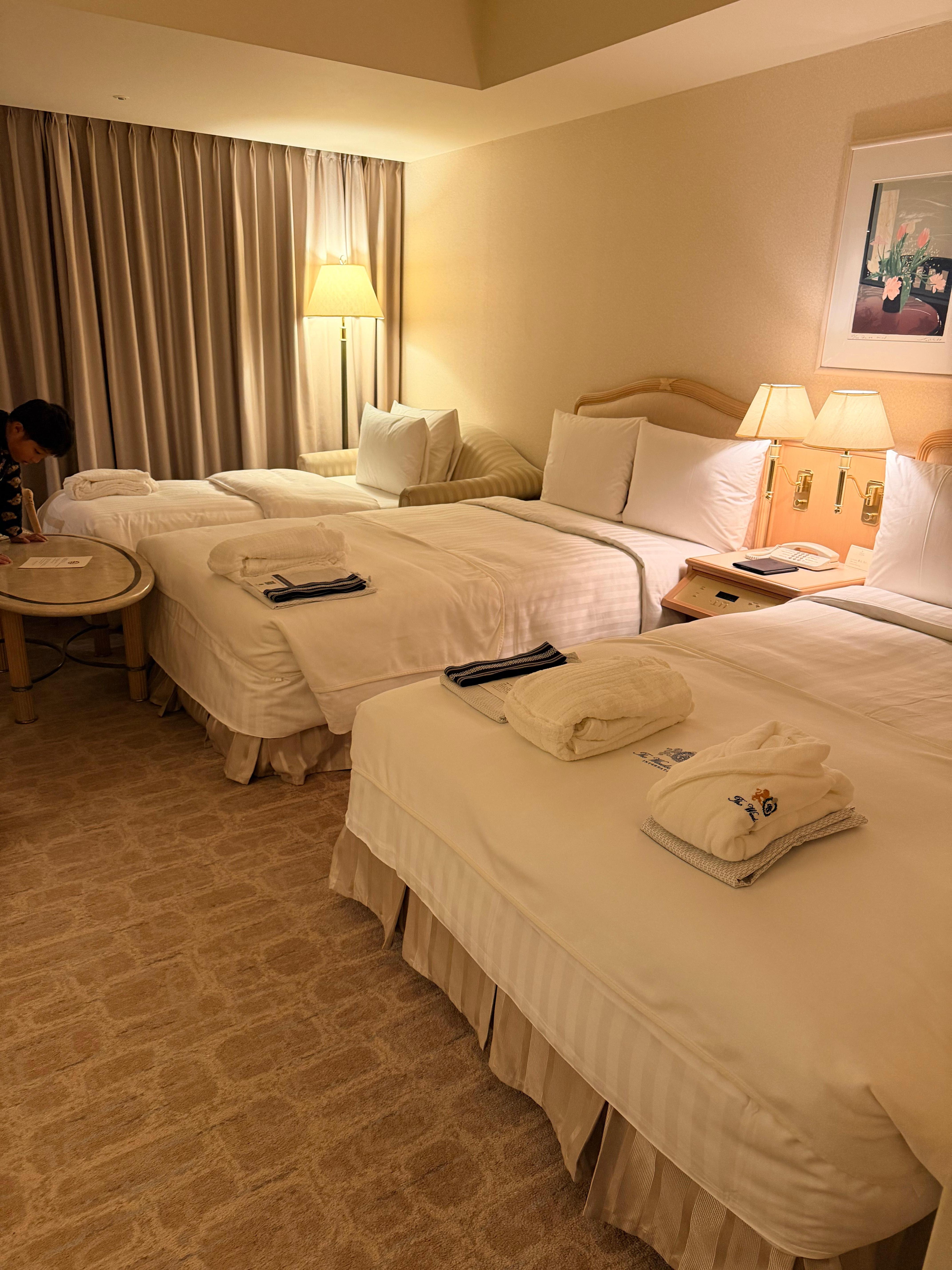 The hotel room. My son loved his sofa bed! 