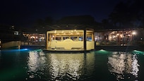 One of the swim up bars at night.
