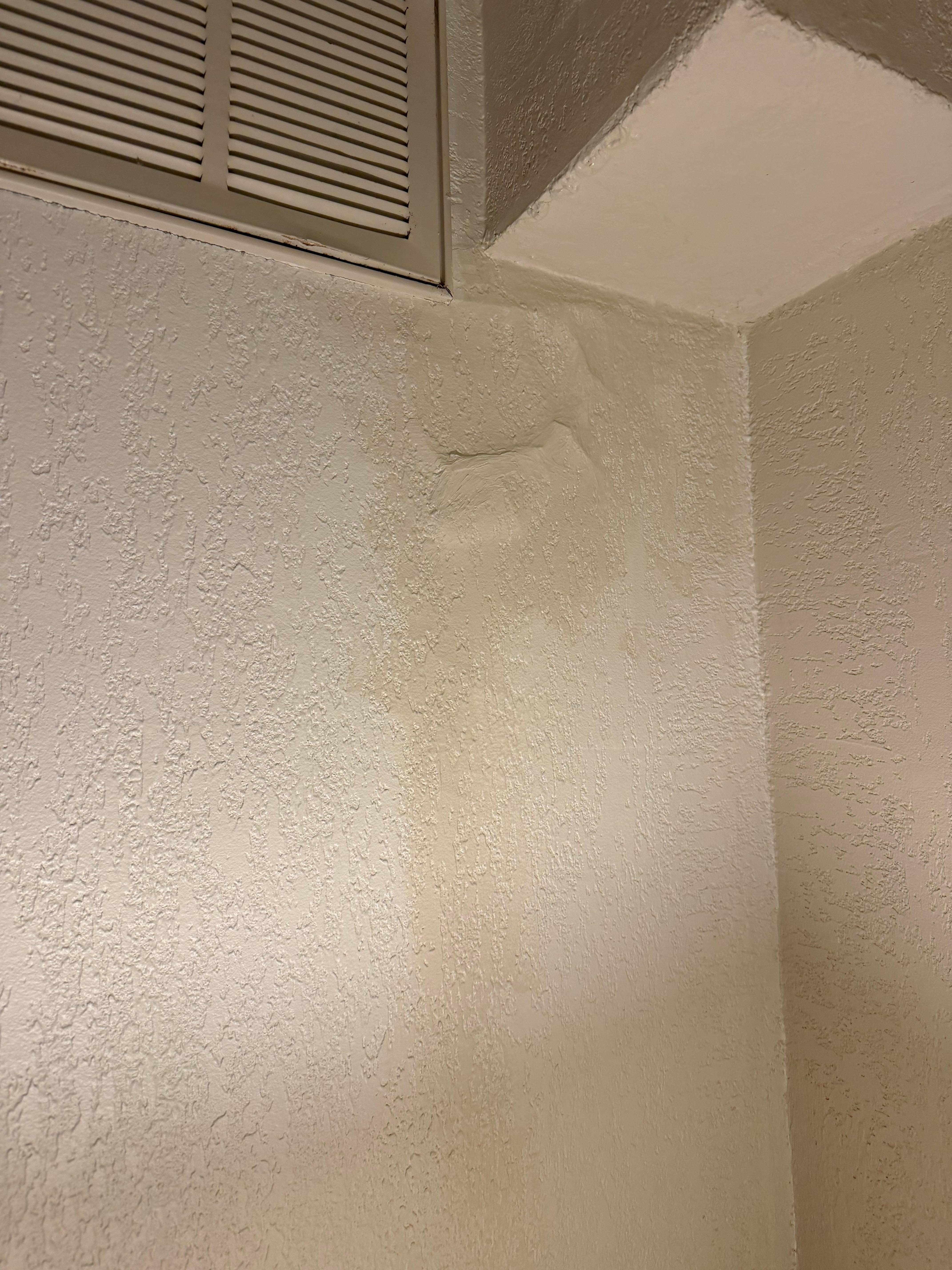 Water damage all the way down the wall
