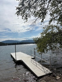 Pic of view from the bottom of the stairs behind the house at the lake dock