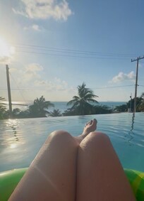 Floating in the infinity pool