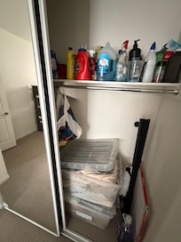 Cleaning supplies stored in kids room