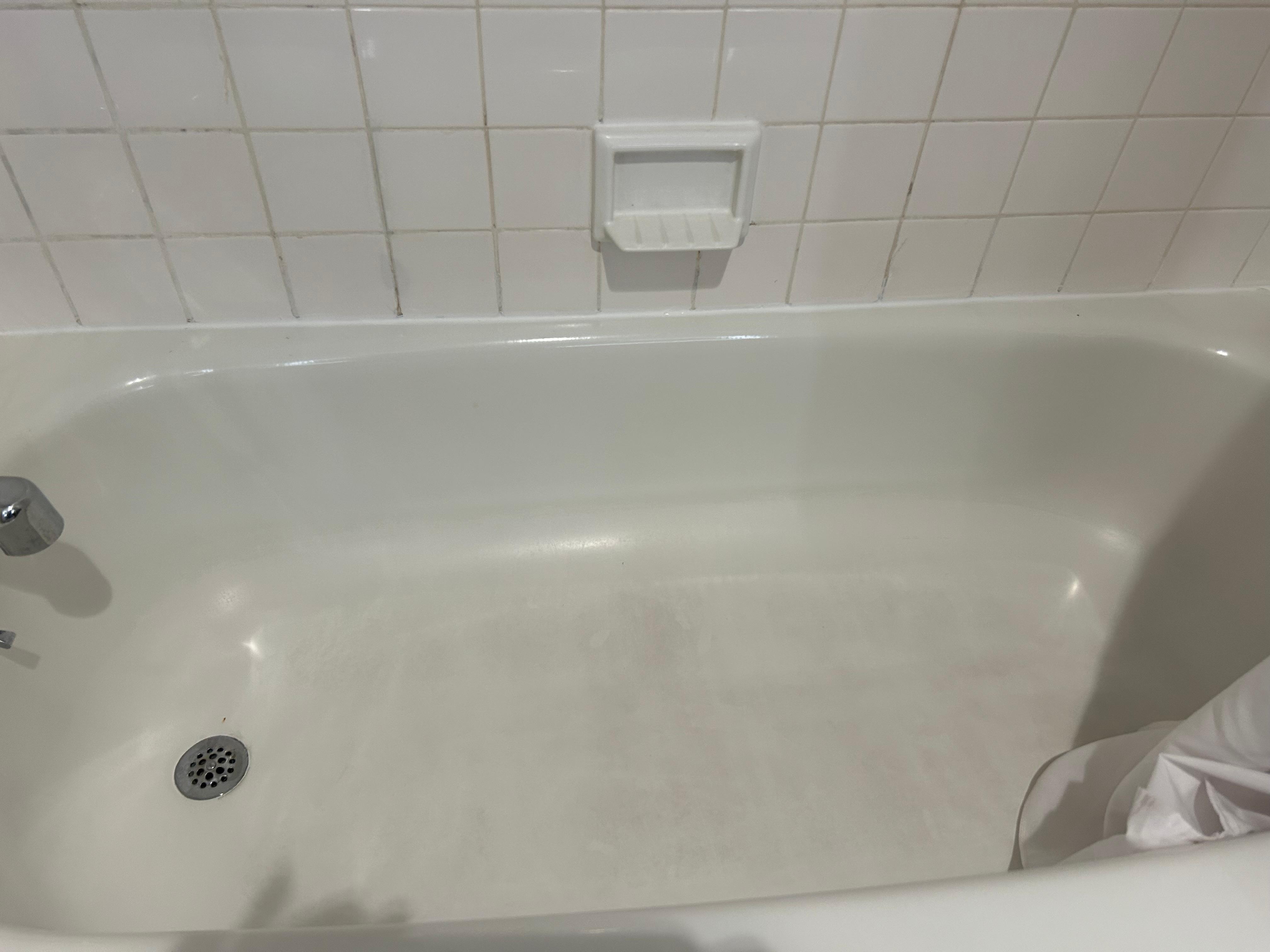 The tub surface was dirty