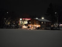 View of the apartment, from across the lake.