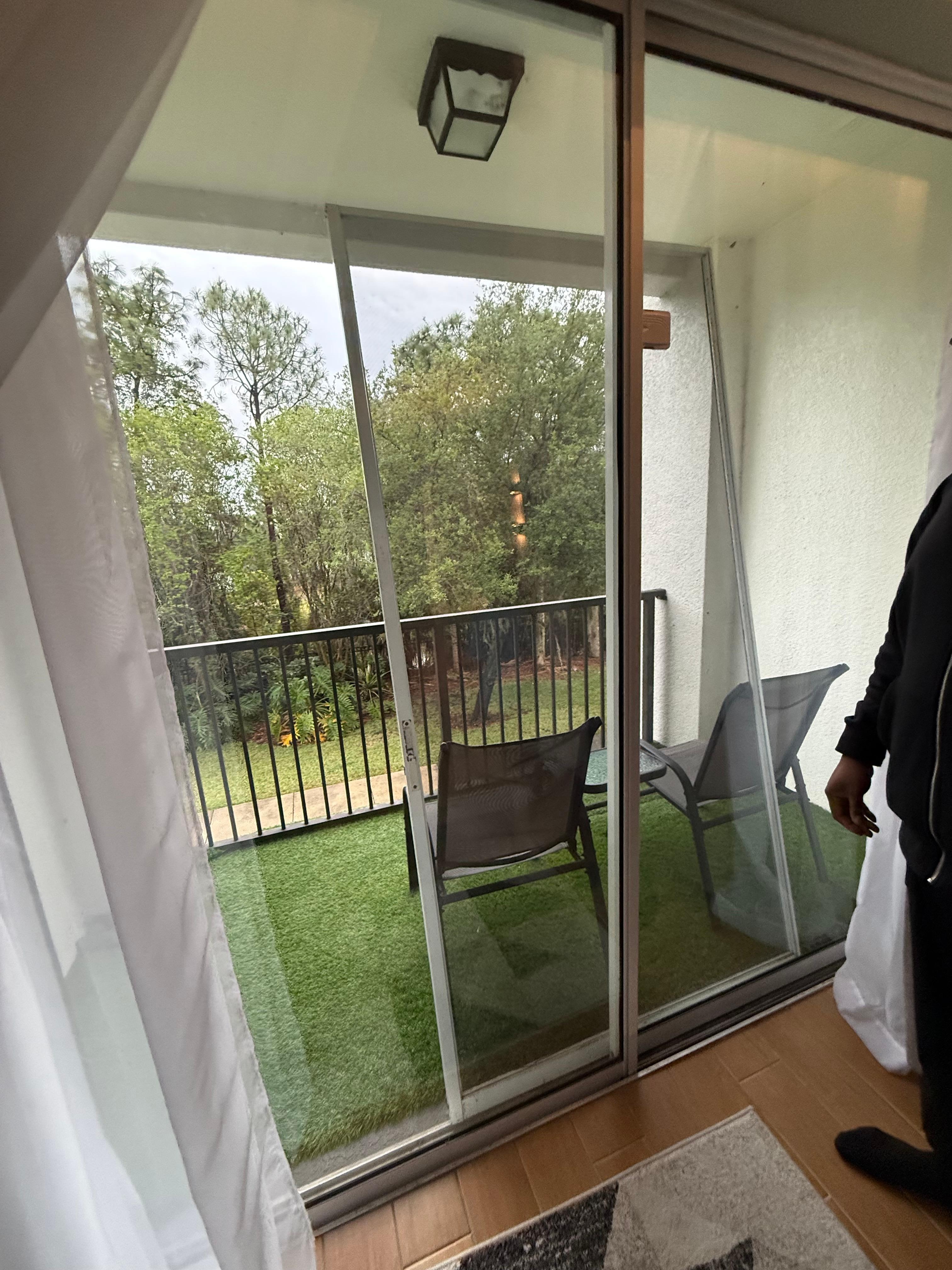 Screen was down, owner did say they would come fix but we just moved it and were unbothered. 