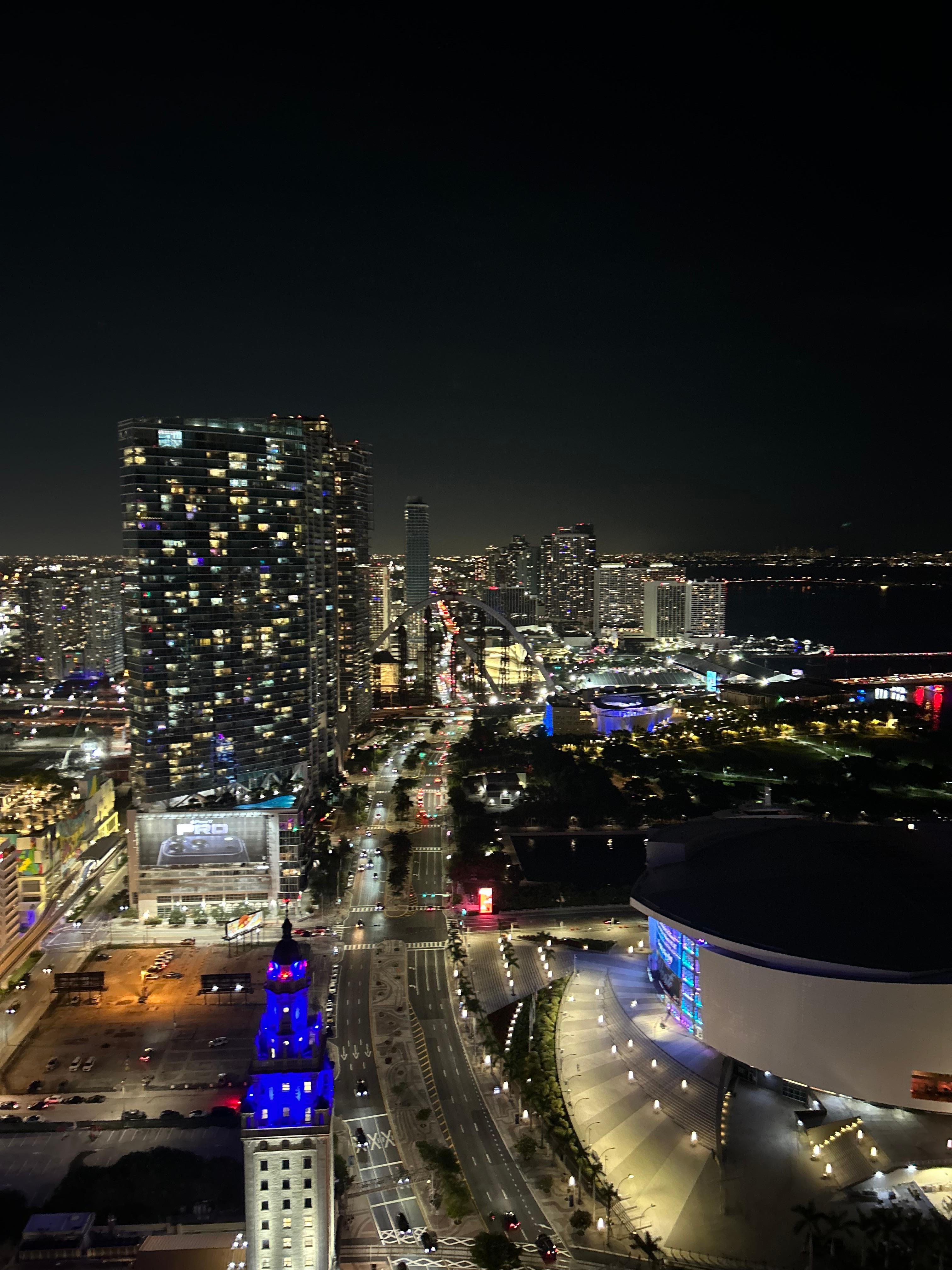 View from balcony night time
