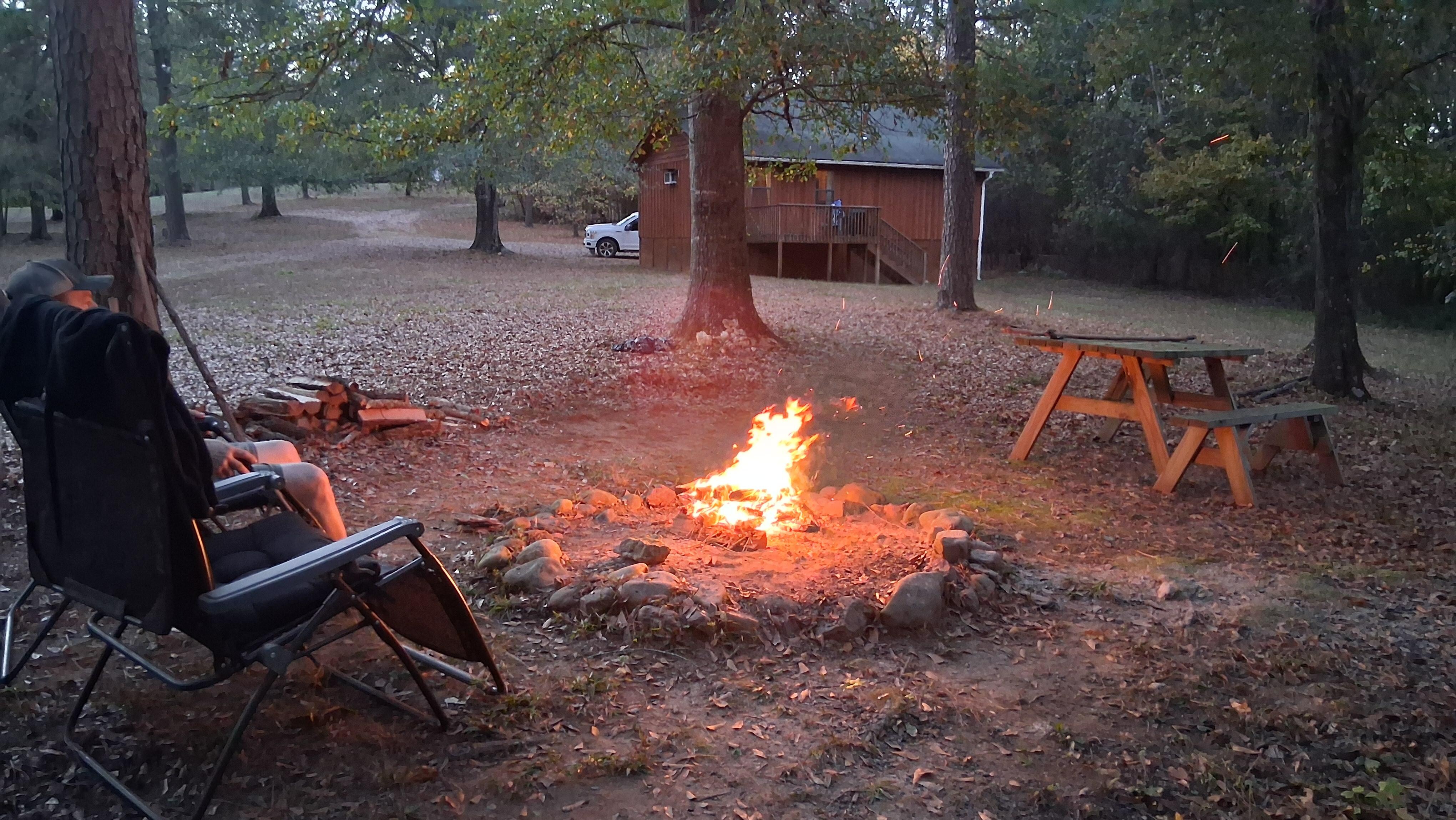 It was perfect weather for an evening fire.