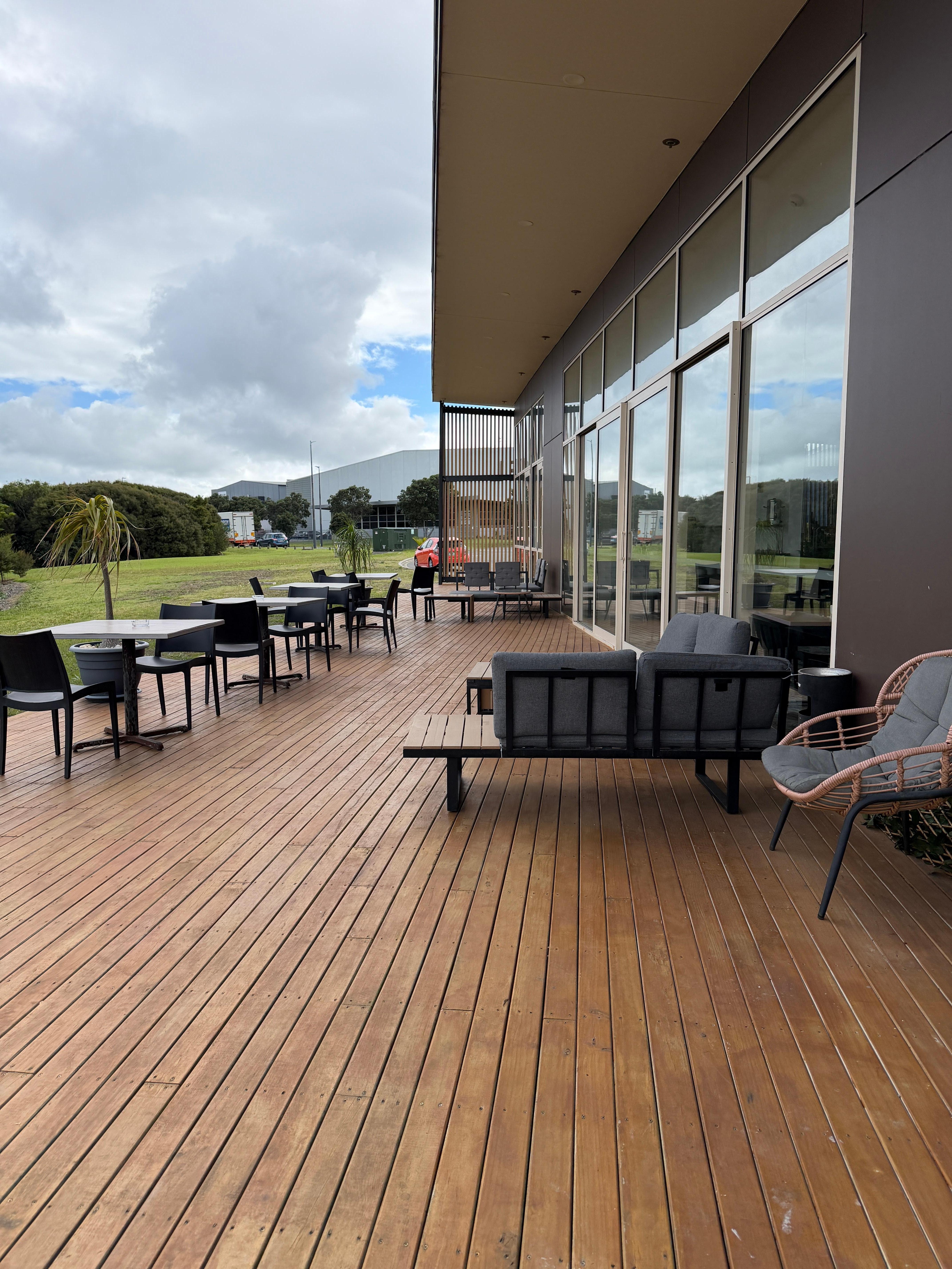 Outdoor lounging and eating area