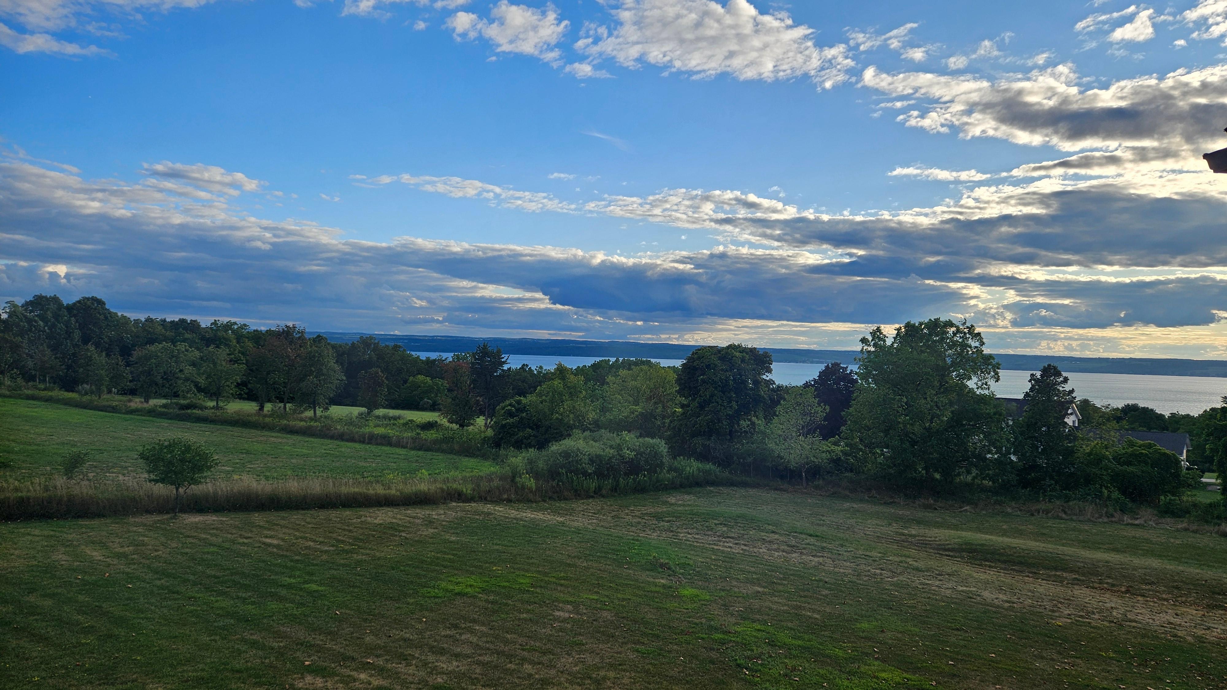 The view from the backyard overlooking the lake.