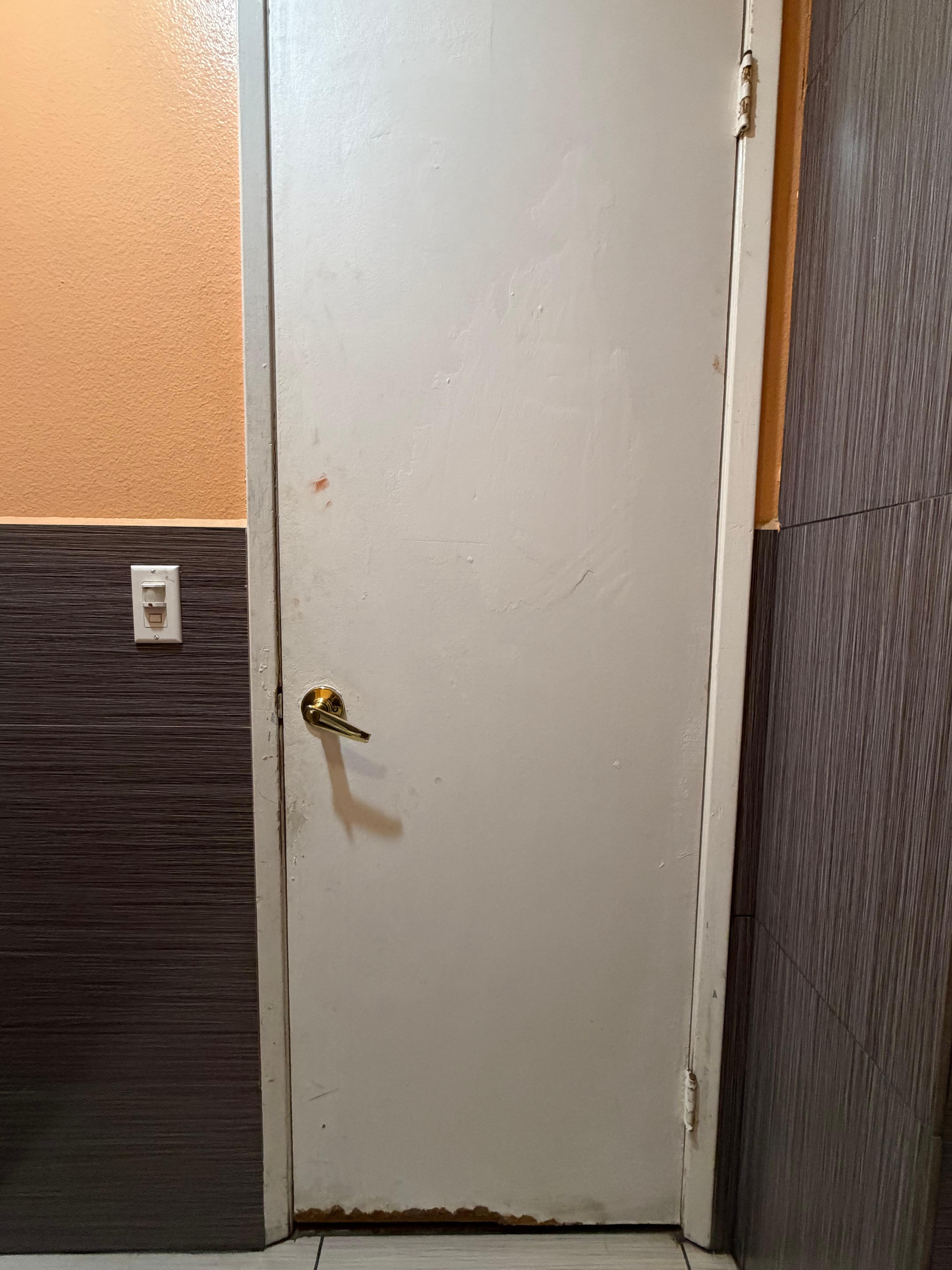 Doors were dirty and old. 