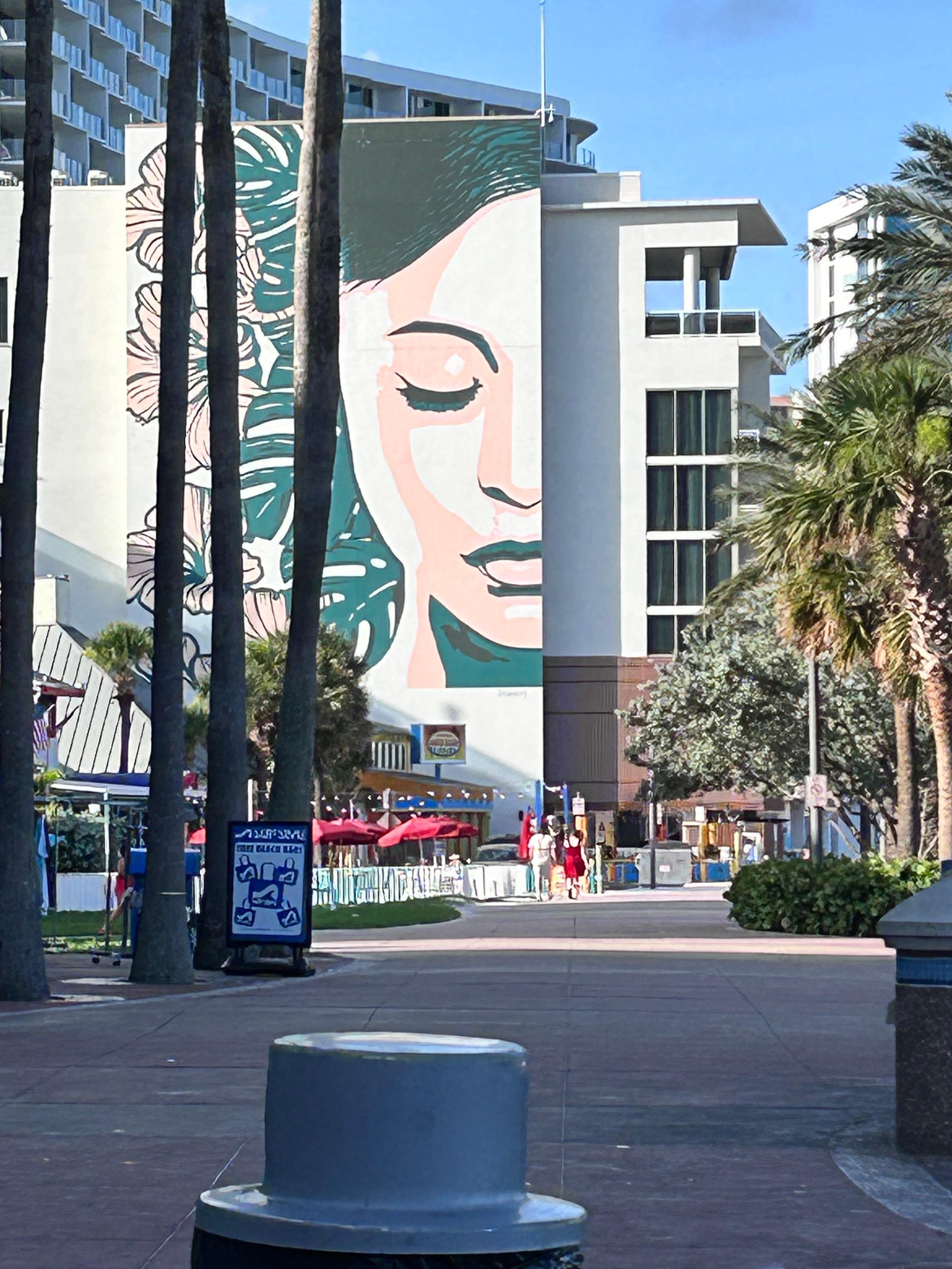From the sidewalk, view of the street
