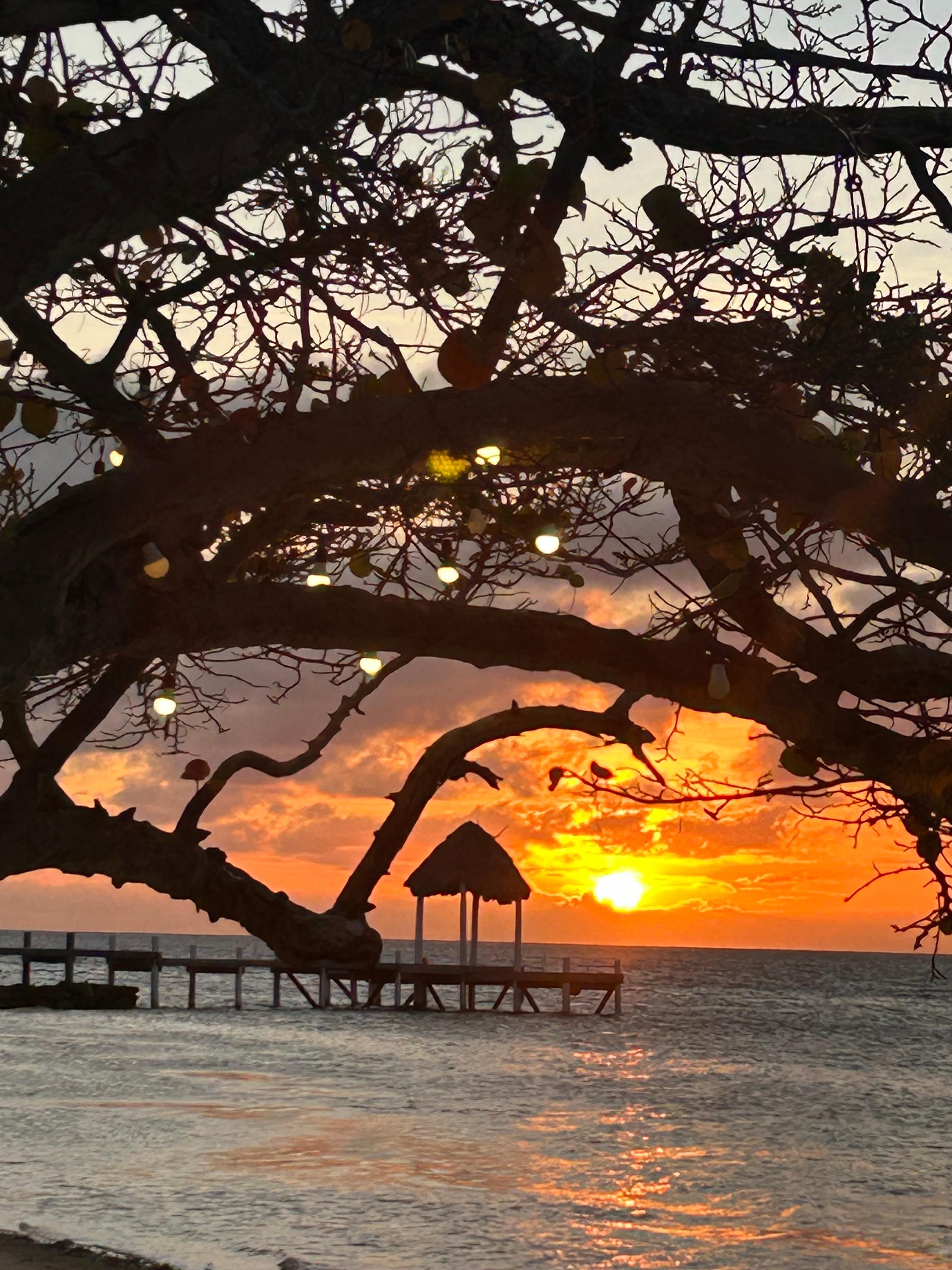 Watching the sunset on the beach.