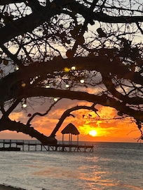 Watching the sunset on the beach.