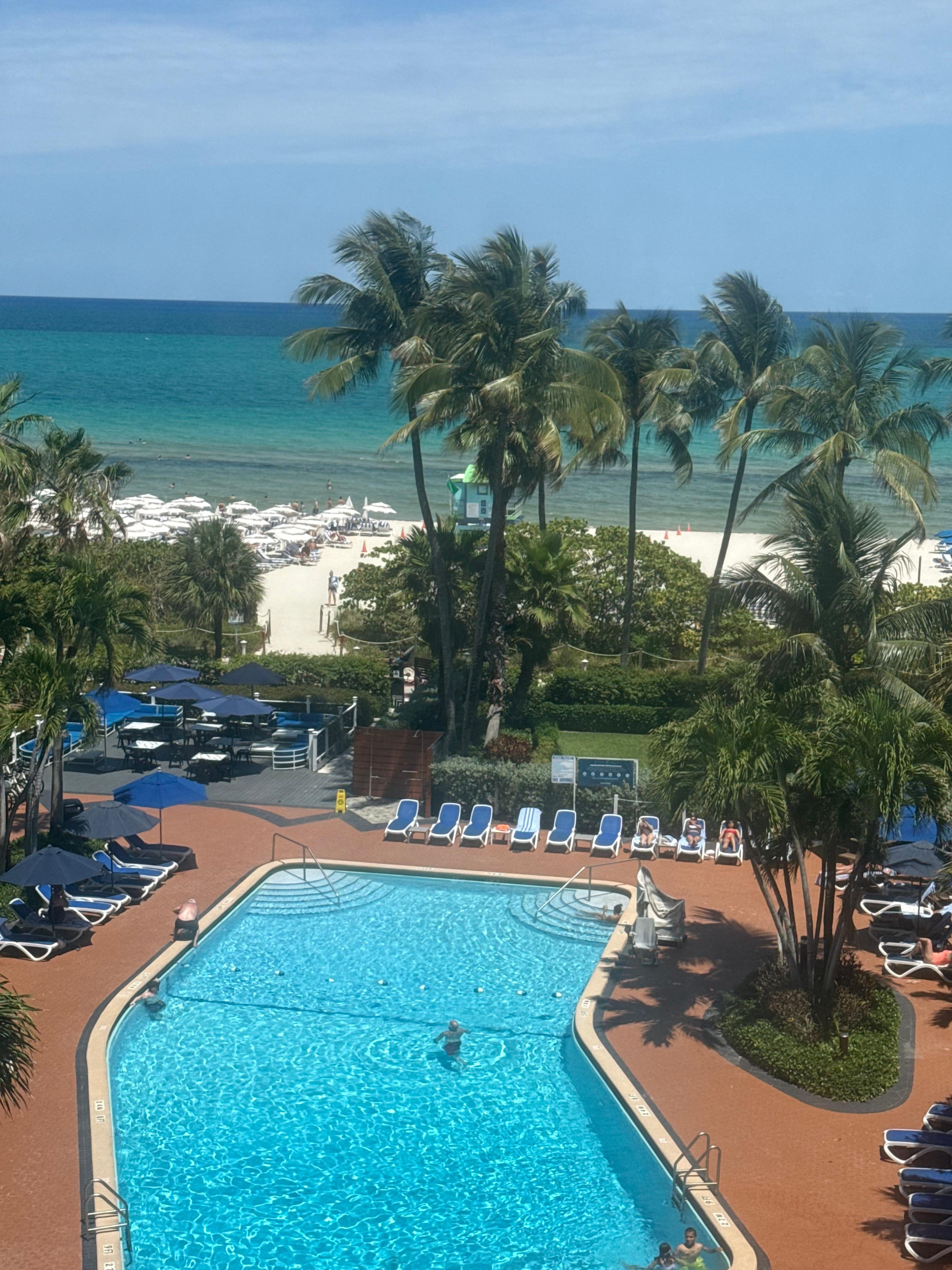 View from room 7th floor, overlooking pool and ocean