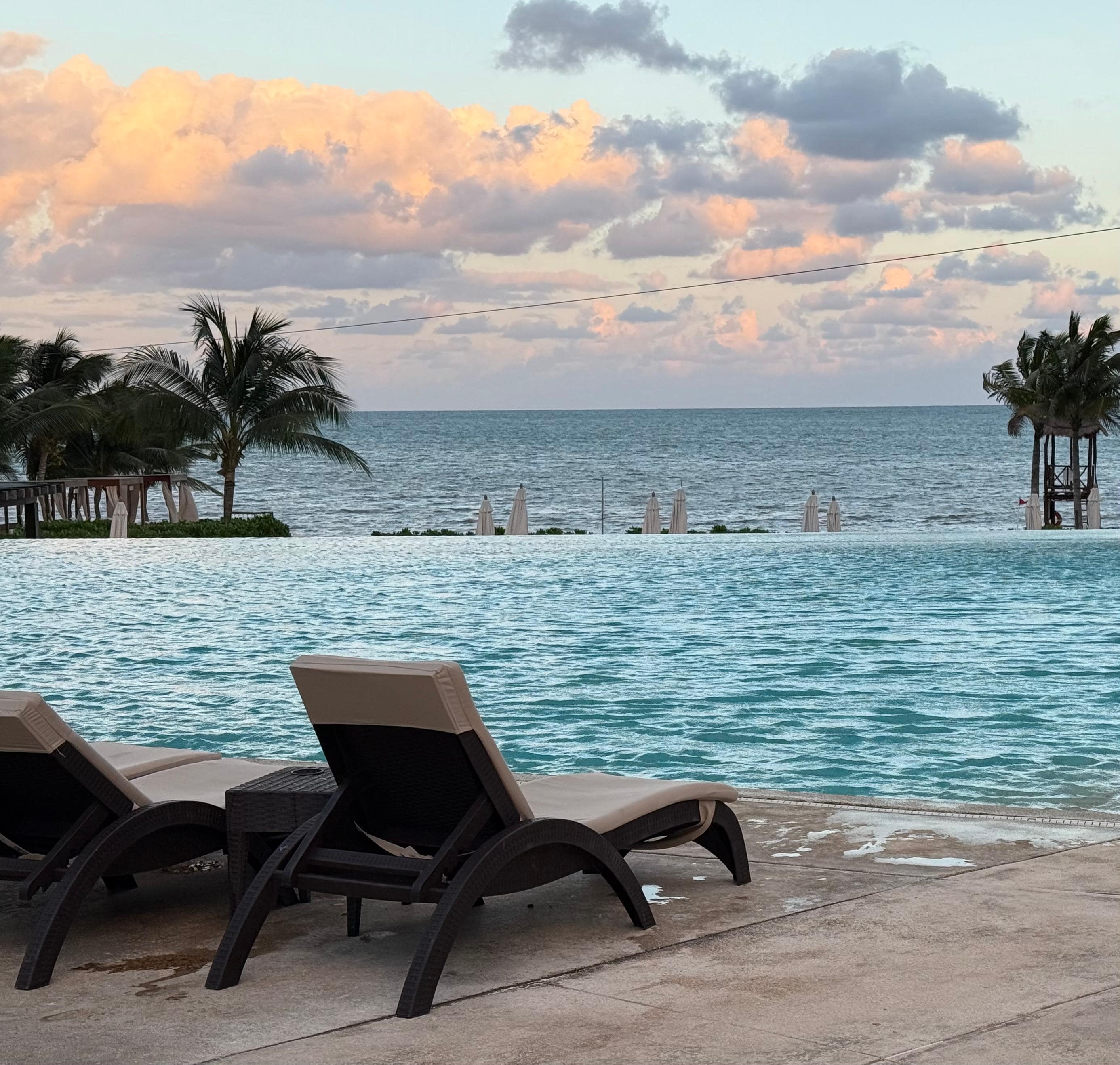 Sunset at Sensira Resort pool ( and ocean)