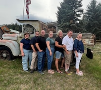 This cool truck is in front of the house. It made a perfect backdrop for family pictures.