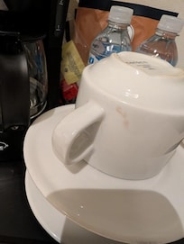 Dirty mugs, the Kleenex were never refilled, you have to ask for extra toilet paper and sometimes they don't leave enough towels