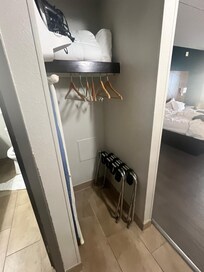 Plenty of extra bedding and closet space.