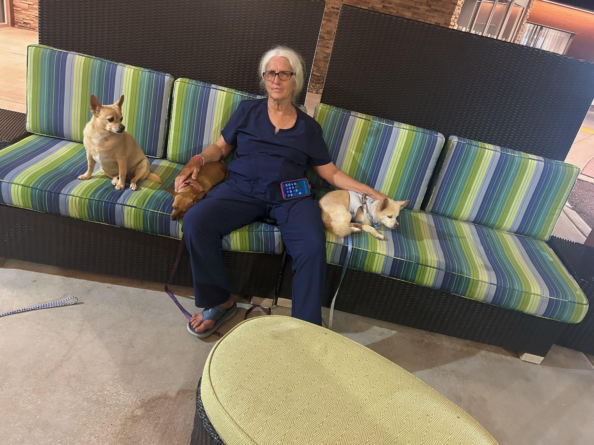 Me and our 3 furbabies enjoying the outside