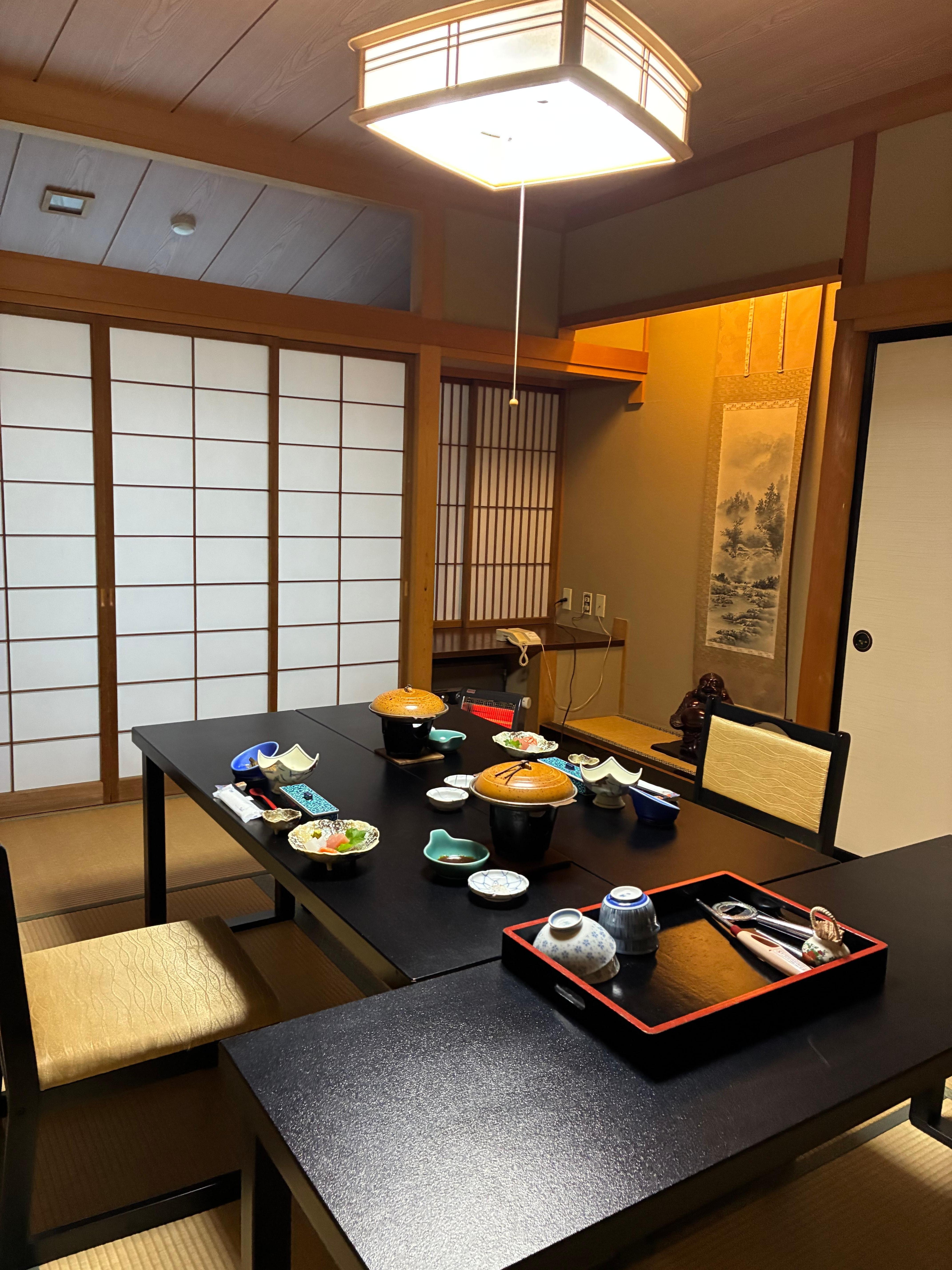 We have our dinner in a private room.