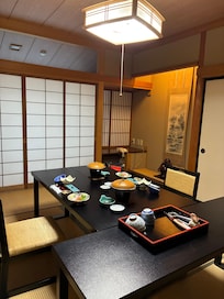 We have our dinner in a private room.