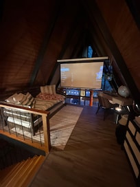 Upstairs loft with projector