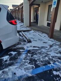 I was so afraid that my mom would fall on the ice that was out in the parking lot we had to walk far and around to get to the car that was right at the door