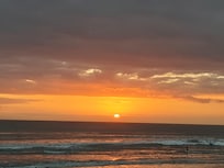 Stunning sunsets on the beach across the road.